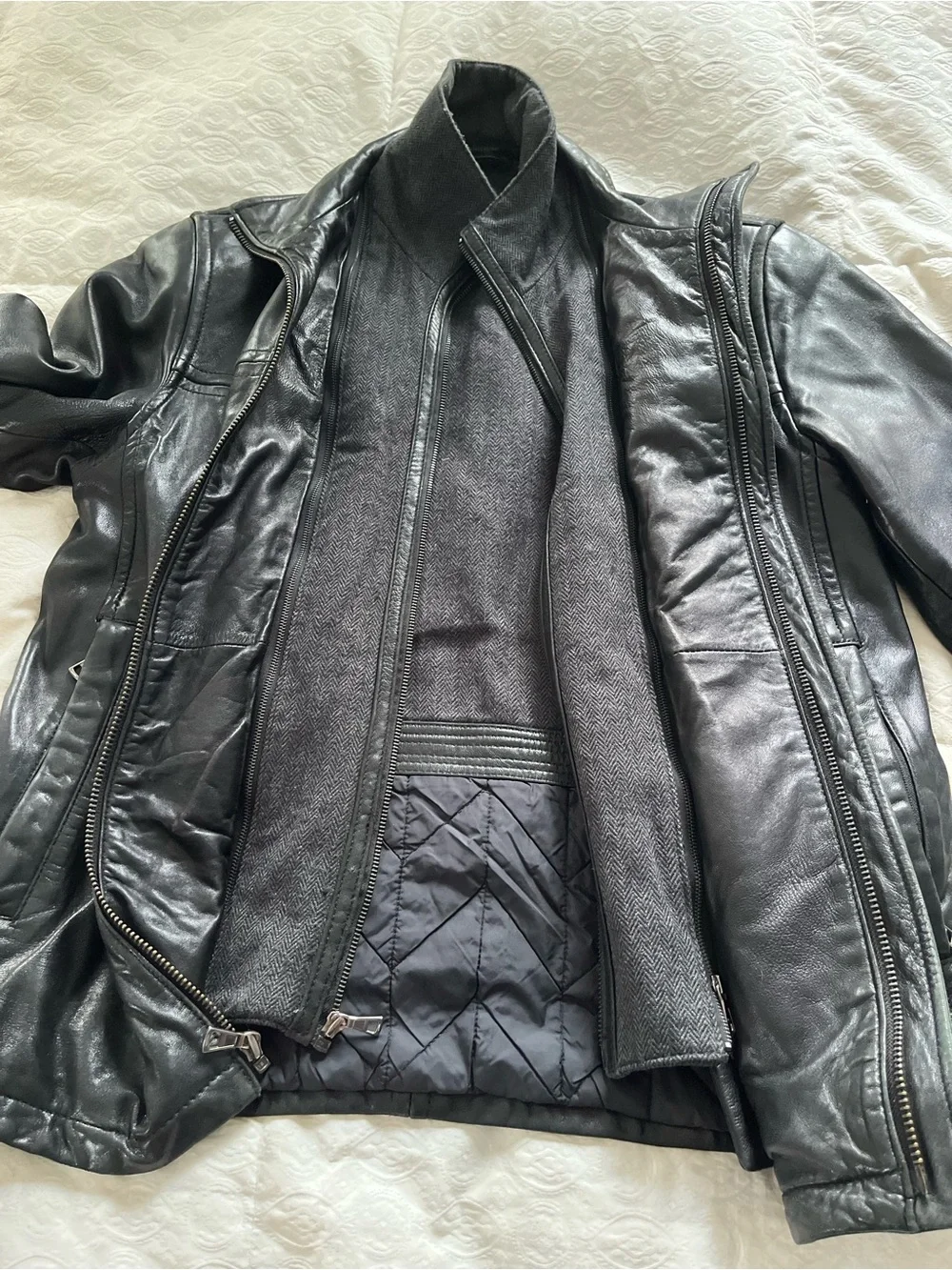 Andrew Marc New York Men's Black Leather Zip-Front Jacket size medium